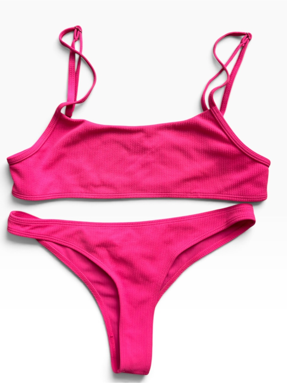 Sunny Bunny Swim “Olivia” Neon Hot Pink Ribbed Bikini Set